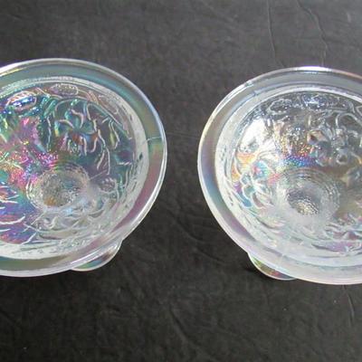 Clear Carnival Glass Candlestick Pair