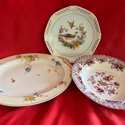 Two elegant serving bowls and one serving tray they are not a set look great on any table at any time of the year