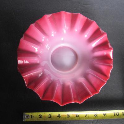 Beautiful Antique Cased Glass Ruffled Bowl