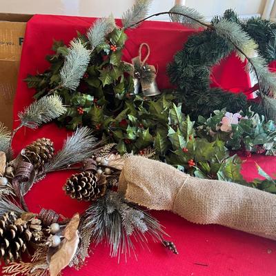 Baked flowers, wreath, and garland and other Christmas items
