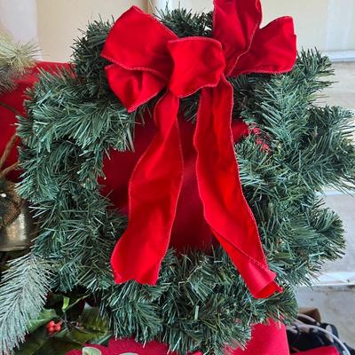 Baked flowers, wreath, and garland and other Christmas items