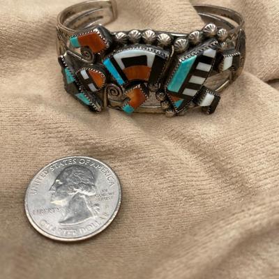 Old Zuni Mosaic Inlay Rainbowman Cuff