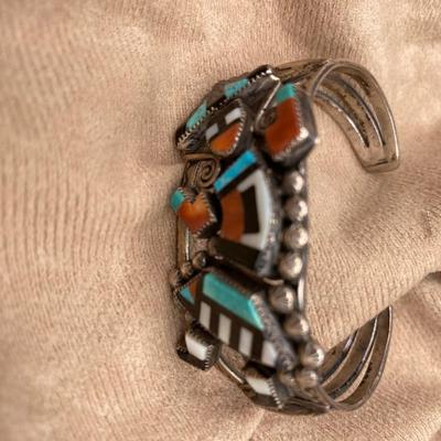 Old Zuni Mosaic Inlay Rainbowman Cuff