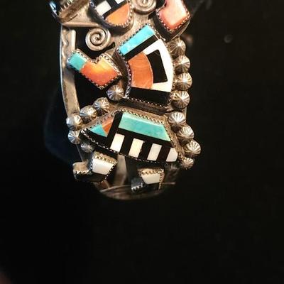 Old Zuni Mosaic Inlay Rainbowman Cuff
