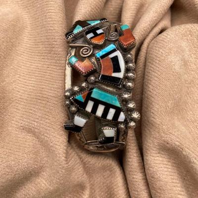 Old Zuni Mosaic Inlay Rainbowman Cuff