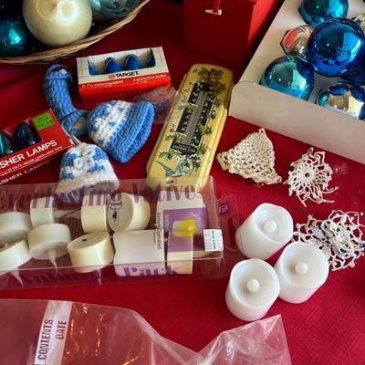 Large amount of Christmas tree bulbs, candles, flame, free, candles, and other Christmas items