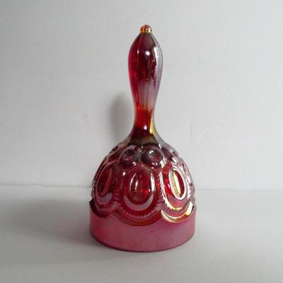 Smith Glass Moon and Star Red Carnival Glass Bell