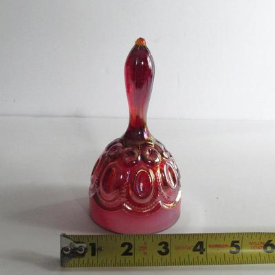 Smith Glass Moon and Star Red Carnival Glass Bell