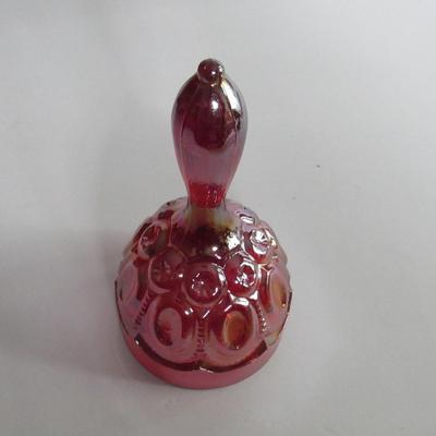 Smith Glass Moon and Star Red Carnival Glass Bell