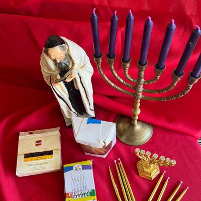 Items for Hanukkah difference, size, candles, solid, brass candle holder, and other decorative items