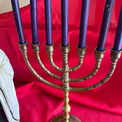 Items for Hanukkah difference, size, candles, solid, brass candle holder, and other decorative items