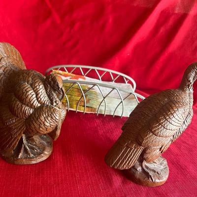 Detailed turkey and pheasant, decor, and napkin holder