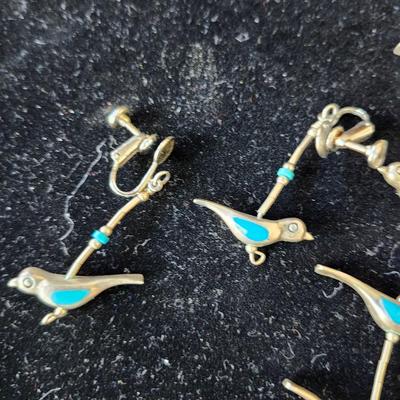 Navajo Turquoise Bird Necklace & Earrings