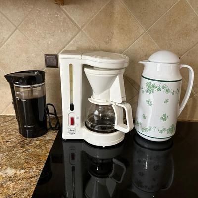 GEVALIA COFFEE MAKER, COFFEE BEAN GRINDER AND CARAFE