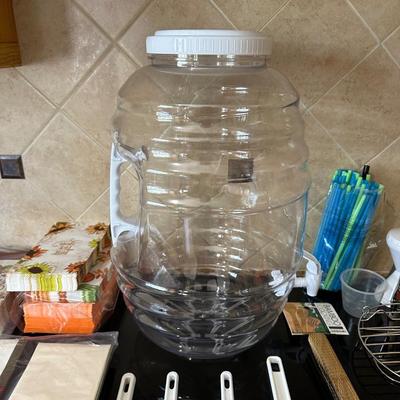 BEVERAGE CONTAINER W/SPIGOT, KITCHEN UTENSILS AND MORE