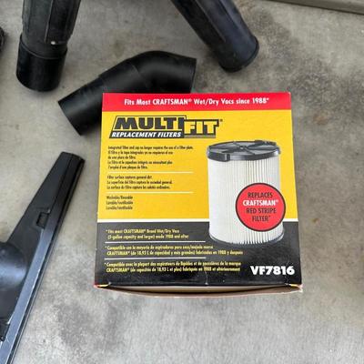 CRAFTSMAN SHOP VAC WITH ATTACHMENTS AND EXTRA FILTERS