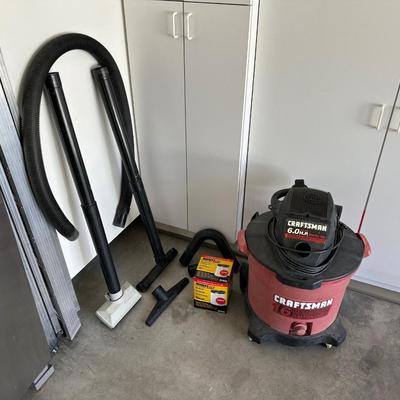 CRAFTSMAN SHOP VAC WITH ATTACHMENTS AND EXTRA FILTERS