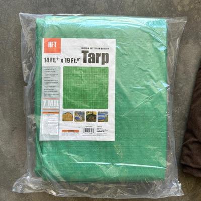 NEW 14' X 19' TARP AND A 2ND BROWN TARP