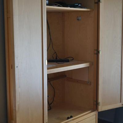 WOOD TWO DOOR ARMOIR CABINET OF LIGHT MAPLE COLOR