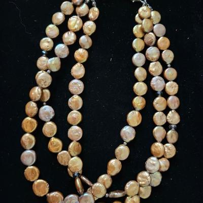 Bronze Coin Pearl Necklace