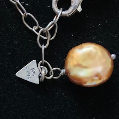 Bronze Coin Pearl Necklace