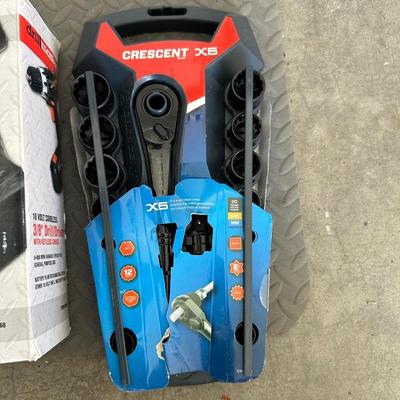 NEW CRESCENT SOCKET SET, DRILL MASTER CORDLESS 3/8" DRILL DRIVER AND MORE