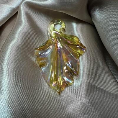 Hand blown Glass Leaf Pendant
