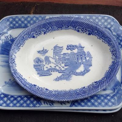 Collection of Three Blue and White Plates