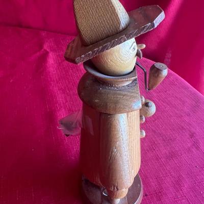 Unique wood carved figurines with pipes one is an incense holder
