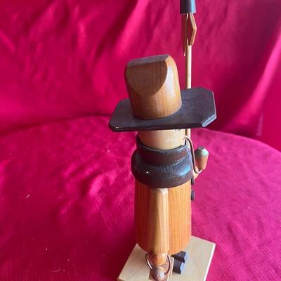 Unique wood carved figurines with pipes one is an incense holder