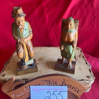 Handcarved, Swedish figurines and sign very unique