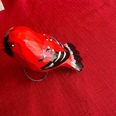 Variety of decorative birds, small painted handcuff birds Along with three larger birds with feathers and one owl, figuring that is really