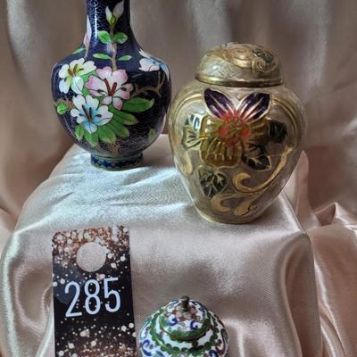 Cloisonne and Embossed vases
