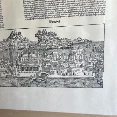 Large framed picture written in German or Swedish very unique