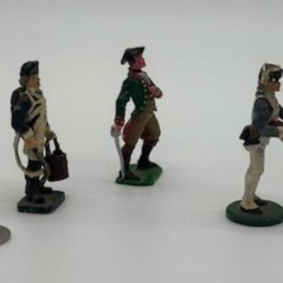 Lot of 3 Metal toy soldiers