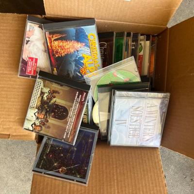 Large box of Christmas, CDs and Christian CDs