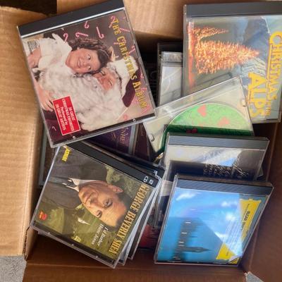 Large box of Christmas, CDs and Christian CDs