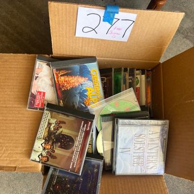Large box of Christmas, CDs and Christian CDs
