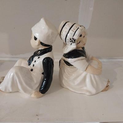WOODEN SHOES AND CERAMIC FIGURINES