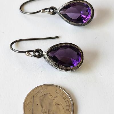 Amethyst drop Earrings in Sterling