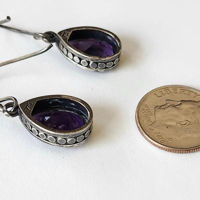 Amethyst drop Earrings in Sterling