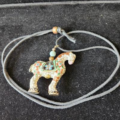 Vintage Cloisonne Horse Pendant