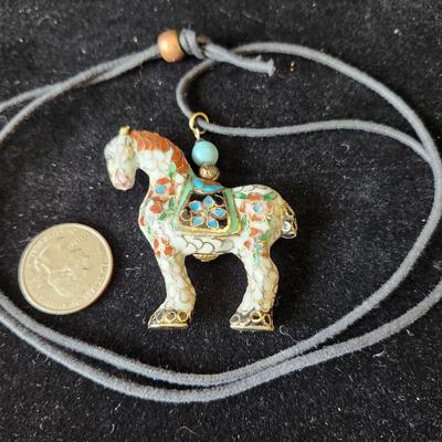Vintage Cloisonne Horse Pendant