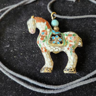 Vintage Cloisonne Horse Pendant