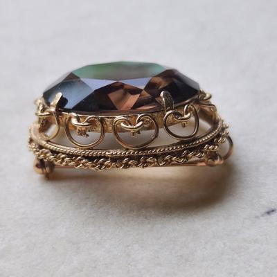 Smoky Topaz Brooch Pendant