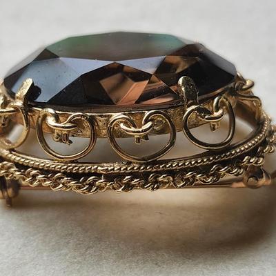 Smoky Topaz Brooch Pendant