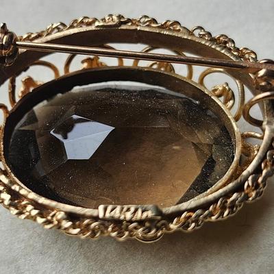 Smoky Topaz Brooch Pendant