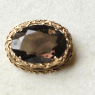 Smoky Topaz Brooch Pendant