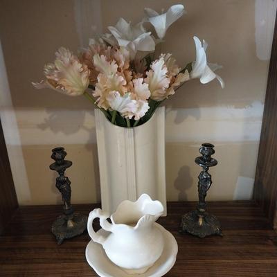 VASE-UNIQUE CANDLE HOLDERS -PITCHER AND WASH BOWL