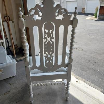 WHITE WOODEN ARMCHAIR MADE FOR A KING